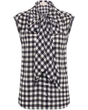 Maison Common Gingham-Check Blouse - Black