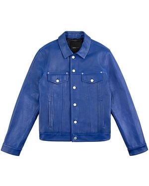 Purple Brand P028 Leather Jacket - Blue
