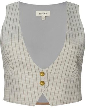 L'Agence Devony Pinstripe Waistcoat - Grey