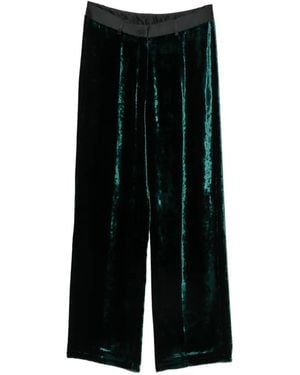 forte_forte Crushed-Velvet Wide-Leg Trousers - Black
