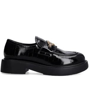 Love Moschino Logo-Lettering Loafers - Black
