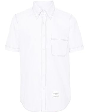 Thom Browne Decorative-Stitch Cotton Shirt - White