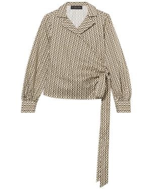 Brooks Brothers Optical-Print Wrap Blouse - White