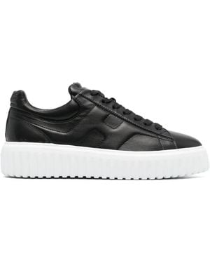Hogan Leather Trainers With Textured Sole - Black