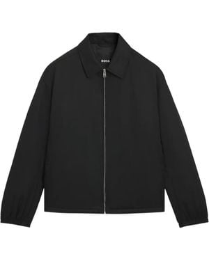 BOSS Micro-Monogram Jacket With Water-Repellent Finish - Black