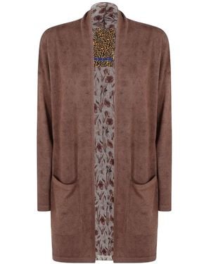 In bed with You Floral-Print Open-Front Cardigan - Brown
