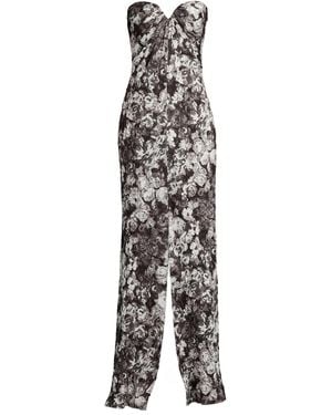 Tadashi Shoji Carnie Floral-Print Strapless Dress - White