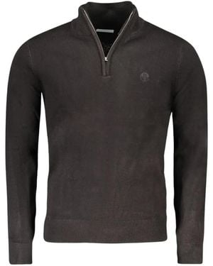 North Sails Logo-Detail Zip-Neck Jumper - Black