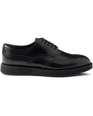 Prada Chaussures Oxford En Cuir À Lacets - Noir