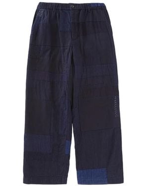Blue Blue Japan Patchwork Cotton Trousers - Blue
