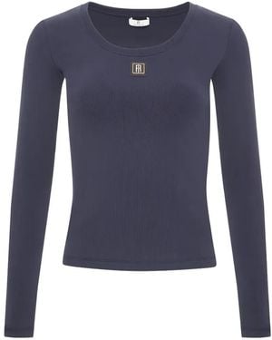 Fracomina Ribbed Long-Sleeve T-Shirt - Blue
