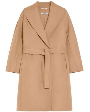Max Mara Belted Single-Breasted Coat - Natural