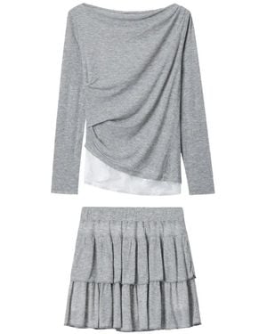 B+ AB Ruffled Mini Skirt Set - Gray