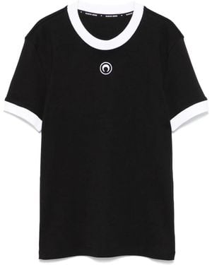 Marine Serre T-Shirt Mit Sichelmond-Stickerei - Schwarz