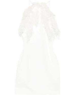 The Attico Robe Ornée De Plumes À Coupe Courte - Blanc