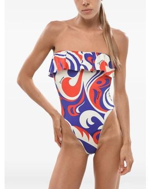 DSquared² All-Over Printed Swim Strapless One Piece - Blue
