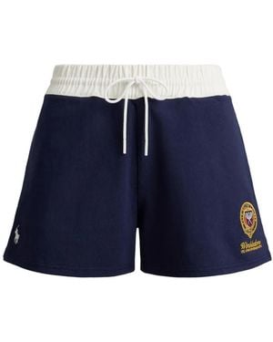 Polo Ralph Lauren Wimbledon Crest Patch Rugby Shorts - Blue