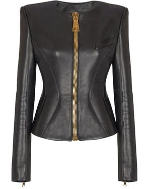 Balmain Leather Jackets - Negro