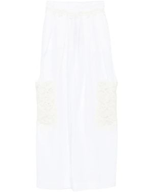 Ermanno Scervino Lace-Pocket Linen Trousers - White