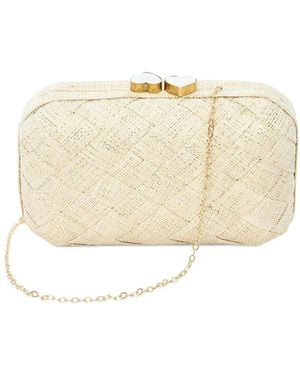 Poolside Woven Heart Clutch Bag - Natural