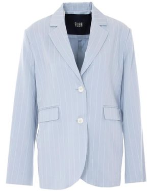ELEH Striped V-Neck Blazer - Blue