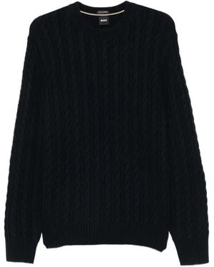 BOSS Pull En Maille Torsadée - Black