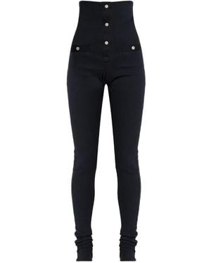 The Attico Button Ribbed Trousers - Blue