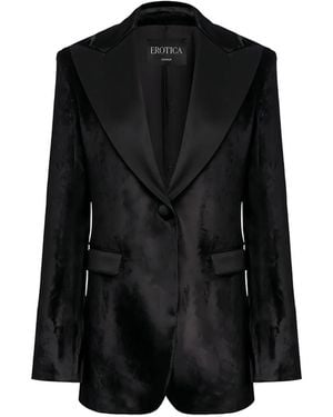 Dondup Velvet-Effect Single-Breasted Blazer - Black