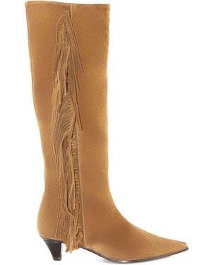 Roberto Festa 40Mm Fringe Detail Pointed-Toe Boots - Brown