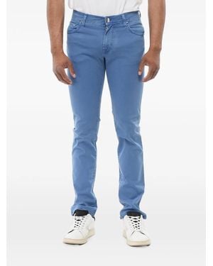 Corneliani Embroidered Cotton Jeans - Blue