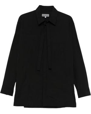 Yohji Yamamoto Tie-Neck Pocket Shirt - Black