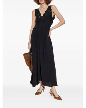 Isabel Marant Lace-Insert Pleated Dress - Black