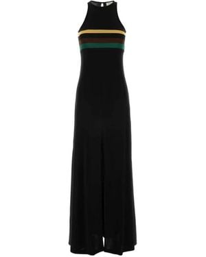 Saint Laurent Striped Viscose Dress - Black