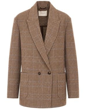Circolo 1901 Check-Pattern Double-Breasted Jacket - Brown