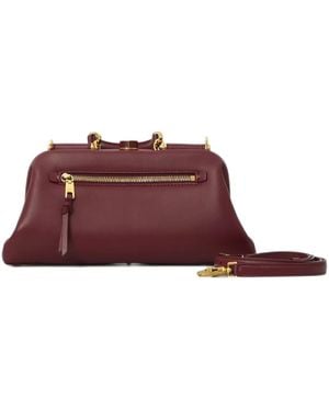 Dolce & Gabbana Logo-Print Leather Shoulder Bag - Purple