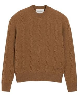Ami Paris Pullover Mit Zopfmuster - Braun