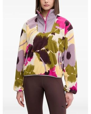 Columbia Top Con Cremallera Y Motivo Floral - Rosa
