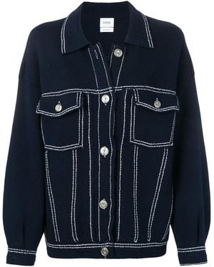 Barrie Contrast-Stitching Denim-Effect Jacket - Blue
