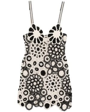 PATBO Floral-Detail Mini Dress - White