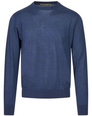 Canali Crew-Neck Long-Sleeve Sweater - Blue