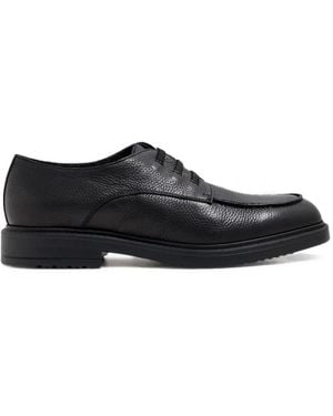 Doucal's Grain-Leather Lace-Up Derby Shoes - Black