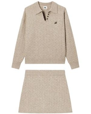B+ AB Cable-Knit A-Line Mini Skirt Set (Set Of Two) - Natural