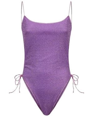 Oséree Lumiere Metallic-Effect Side-Tie Swimsuit - Purple