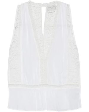 forte_forte Lace-Detail Ruffled Top - White