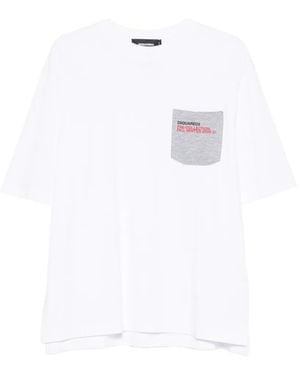 DSquared² Logo-Print Pocket T-Shirt - White