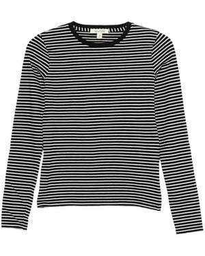 Nili Lotan Striped-Pattern T-Shirt - Black