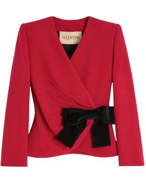 Valentino Garavani Bow-Detail Crepe Blazer - Red
