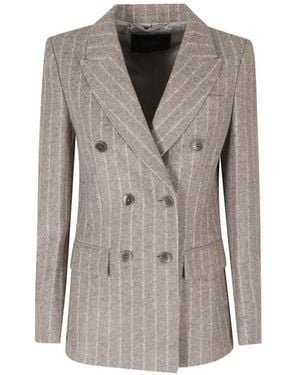 Seventy Pinstripe Double-Breasted Blazer - Grey