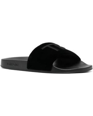 Tom Ford Preston Logo Perforated Slides in Black for Men | Lyst