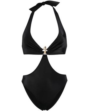 Just Cavalli Metallic-Snake One-Piece - Black